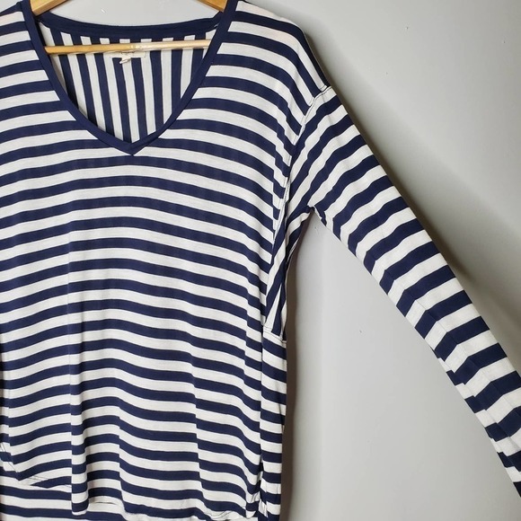 Madewell Anthem Long Sleeve V-Neck Tee Striped Blue White Size XS - Picture 3 of 9